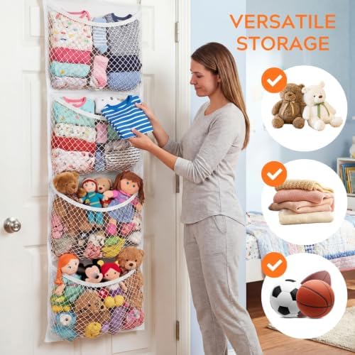 Ofiray-home Over The Door Stuffed Animal Storage, Cotton Toy Organizer - Image 6