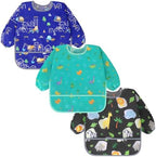 Accmor 3 Pack Long Sleeve Bibs, Baby Smock Waterproof Sleeved Bib Smock by Accmor