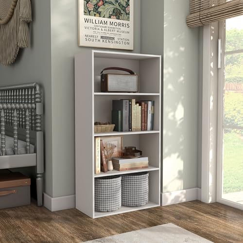 Homes: Inside + Out Apexa 4-Tier Cube Storage Organizer Shelves, Stackable Wood - Image 6