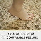 Bath Rugs Chenille 3-Piece Extra Soft and Absorbent Shag Beige Bathroom Rugs - Image 4