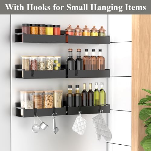 HuggieGems 6 Pack Black Magnetic Spice Rack Organizer - Image 2