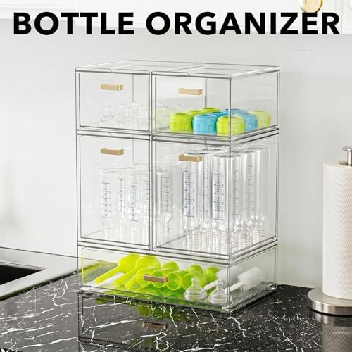 LALOBLUE Stackable Clear Acrylic Drawer Baby Bottle Makeup Organizer - Image 6