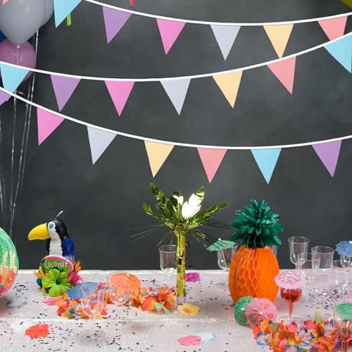32ft Pastel Macaron Pennant Banner, 36 Piece Cotton Triangle Bunting - Image 5