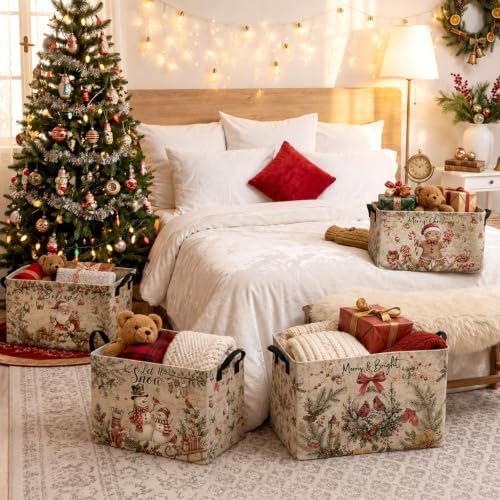 4 Pack Christmas Storage Bin Collapsible Large Christmas Gingerbread Storage - Image 6