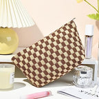 SOIDRAM 2 Pieces Makeup Bag Large Checkered Cosmetic Bag Capacity Canvas Travel - Image 5