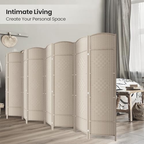 8 Panel Folding Room Divider, Woven Privacy Screen - Image 4