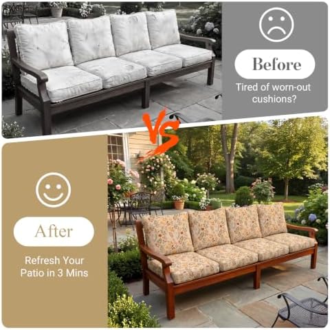 8Pcs Patio Cushion Covers Stretch Outdoor Furniture Protector Slipcovers - Image 4