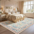 Joydeco Pink Area Rugs 9x12 for Living Room, Washable Cute Boho Floral Kids - Image 3