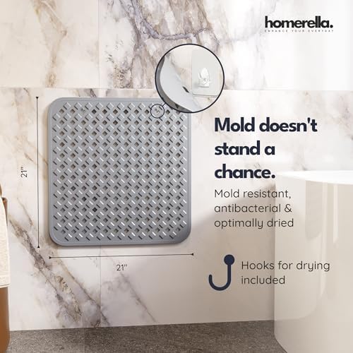 homerella Square Shower Mat Non Slip Anti Mold 21x21 Anti Slip Shower Mat - Image 3