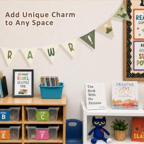 Dinosaur Room Nursery Decor Banner Green Rawr Garland Flags - Image 4