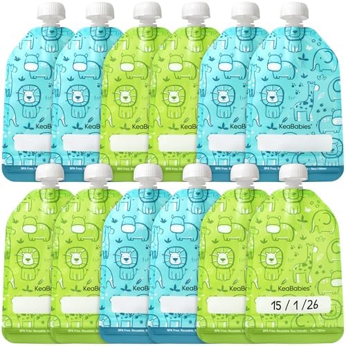 12-Pack Reusable Baby Food Pouches Refillable by KeaBabies