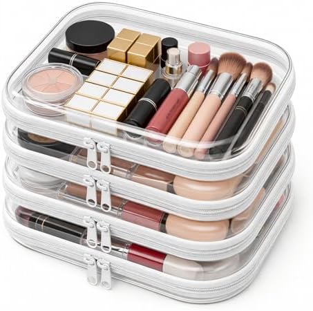 4 Pack Clear Hard Shell Zipper Case, Diaper Bag Organizer Pouches, Transparent by Unknown