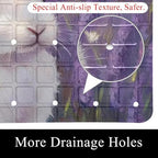 Shower Mat Non Slip 26.8 x 15.1 Inches, Rabbit Flowers Bathtub Mat Shower Stall - Image 2