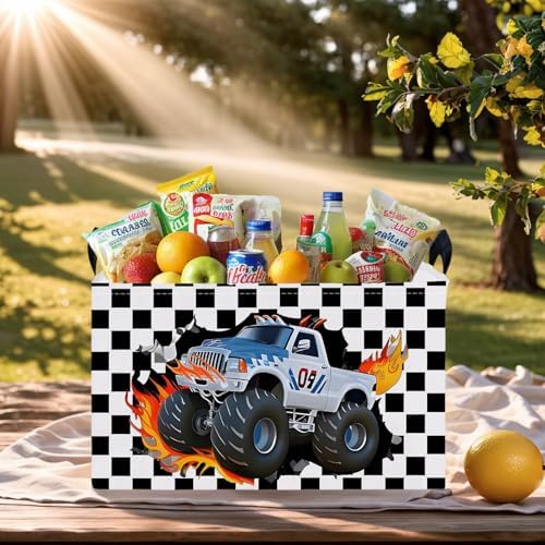 Racing Car Storage Basket Monster Truck Toy Book Shelf Basket Kid Room Decor - Image 7