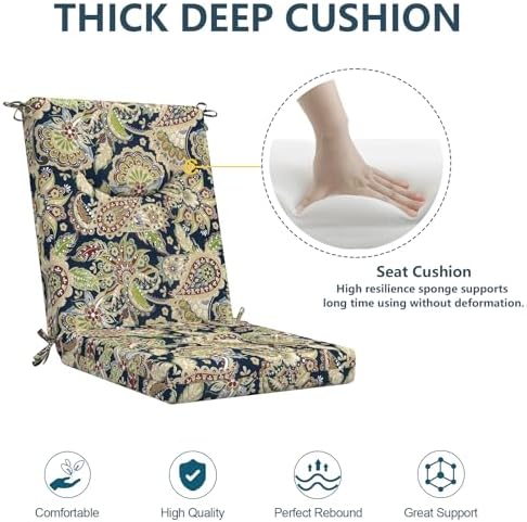 DYTXIII Outdoor High Back Chair Cushions Set of 2, 44x20 In Water Repellent - Image 5