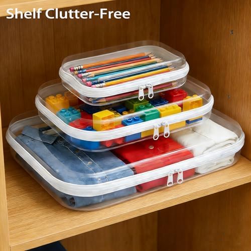 3Size Clear Hard Shell Zipper Case, Travel Makeup Toiletry Bags Home Storage - Image 5