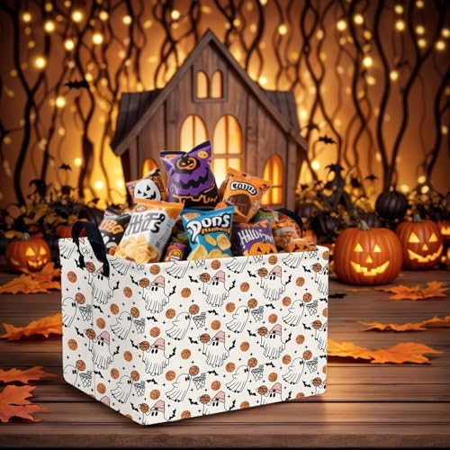 Large Halloween Basket Gift Cute Ghost Parties Decor Kid Trick or Treat Basket - Image 2