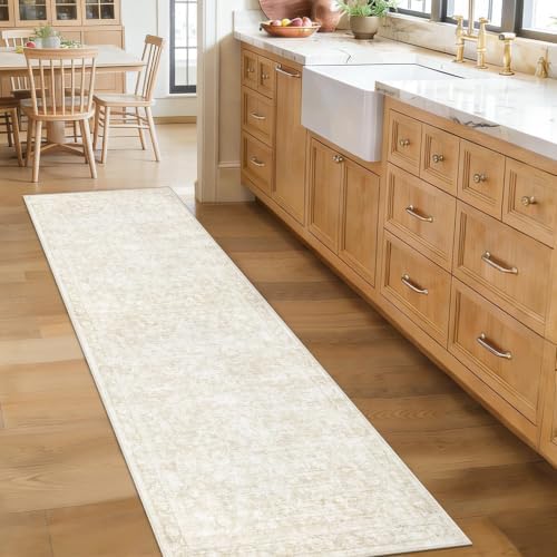 2x8 Hallway Runner Rug: Washable Vintage Floral Entryway Rugs Low Pile Non-Slip - Image 2