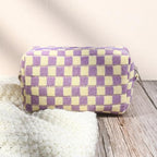 SOIDRAM 2 Pcs Checkered Makeup Bag Large Cosmetic Bag Toiletry Bag Makeup Pouch - Image 6