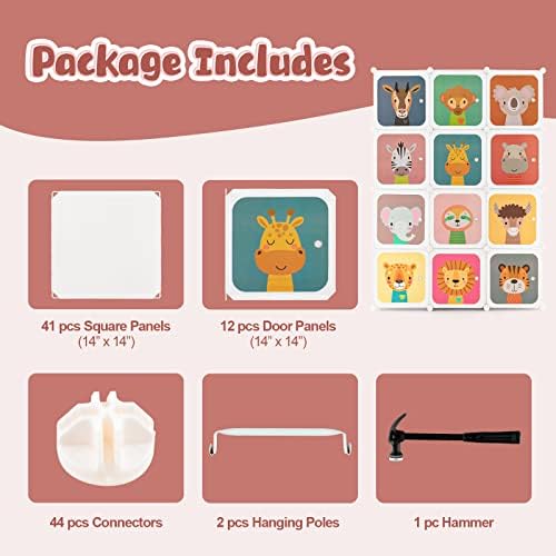 Costzon Kids Closet, Cartoon DIY Modular Dresser Storage Organizer - Image 5