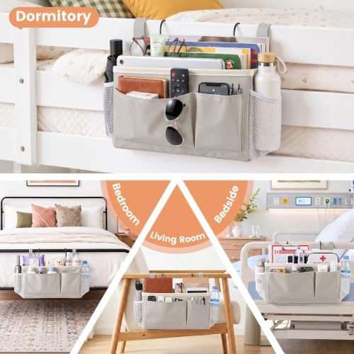 Fab totes Bedside Caddy for Dorm Bed, Bedside Storage Bag Hanging Organizer - Image 7