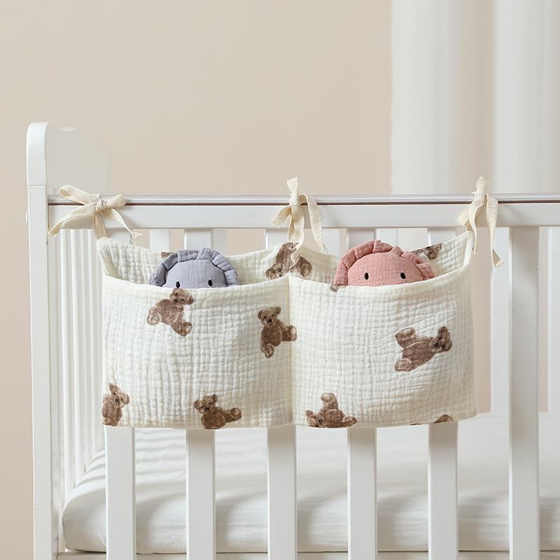 White Bedside Hanging Bags Milk Bottle Bib-Storage Crib Organizer Baby - Image 2