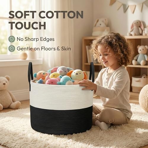 JMvicyroam 65L Extra Large Machine Washable Cotton Rope Blanket Basket - Image 4
