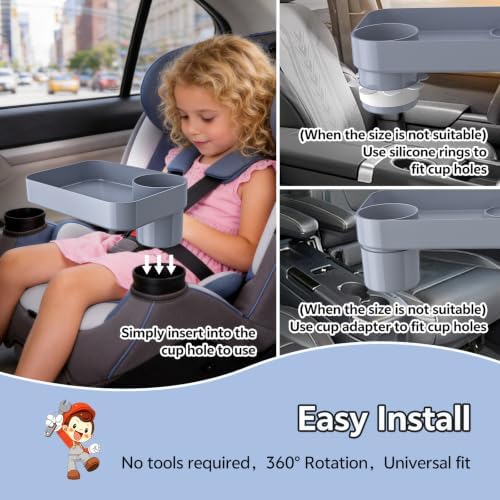 Car Seat Tray for Toddlers, Kids Travel Snack Tray for Road Trips Gray - Image 4