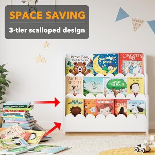 SpaceAid 3-Tier Scalloped Bookshelf, Montessori Bookcase - Image 6