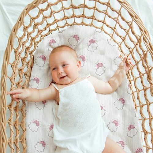 Muslin Bassinet Sheets 2 Pack, Universal Cotton Fitted Baby Mattress Sheet - Image 2