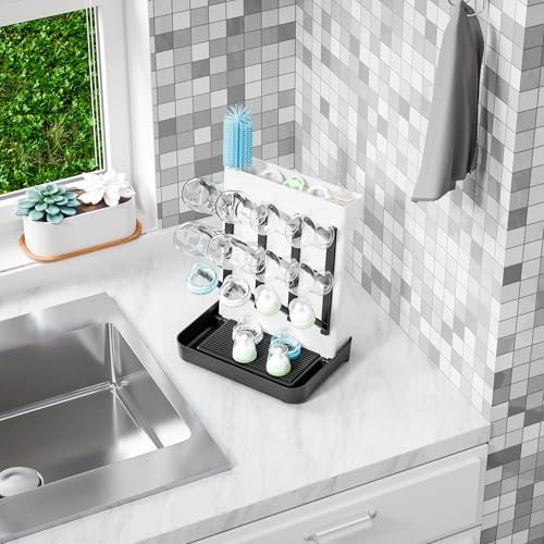 SuoXing Baby Bottle Drying Rack Space Saving, Countertop Vertical Bottle Rack - Image 6