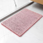Chenille Bathroom Rug 20"x32" Blush, Non-Slip Plush Bath Mat by Kildoss