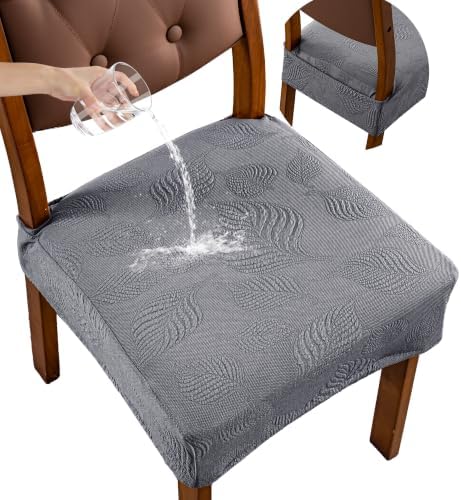 Genina Waterproof Chair Covers Set of 4, Stretch Chair Cover, Dark Gray by Genina