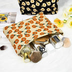 SOIDRAM 2 Pieces Flower Makeup Bag Large Corduroy Cosmetic Bag Capacity Canvas - Image 5