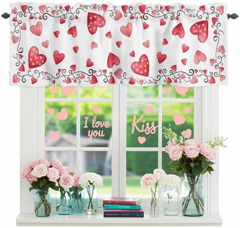 Vandarllin Valentine's Day Kitchen Curtains Valances by VandarllinHomeKitchenDecor