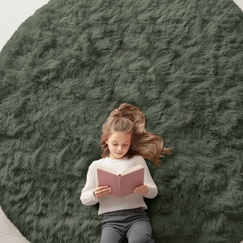 OLANLY Olive Green Round Rugs for Bedroom by OLANLY