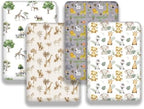 4 Pack Safari Jungle Animals Neutral Unisex Fitted Nursery Baby Sheets Set - Image 7