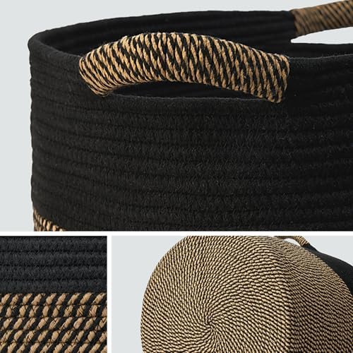 Blanket Basket for Living Room, Woven Rope Storage Basket - Image 4