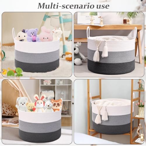67L Large Woven Blanket Basket, Cotton Rope Baby Laundry Hamper - Image 6