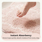 GRANNY SAYS Pink Bow Bathroom Rug, Cute Scalloped Bath Mat - Image 3