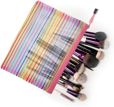 Mesh Bags with Zipper, Nylon Makeup Bag Cosmetic Pouches Travel Organizer Case - Image 5