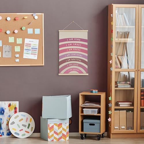 HRQKO Pink I Am Kind Smart Poster Hanger Frame, Boho Rainbow Classroom Wall Art - Image 2
