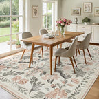 8x10 Area Rugs Boho Floral Washable Living Room Rug Neutral Carpet Bedroom - Image 4
