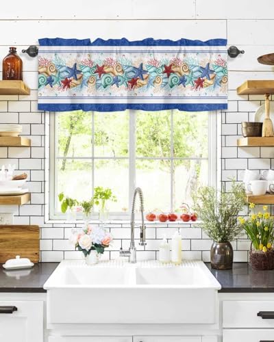 Vandarllin Coastal Beach Kitchen Curtains Valances - Image 5