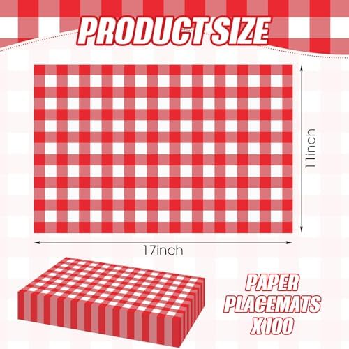 Lincia 100 Pcs Checkered Paper Placemats, 11 x 17 Inch - Image 2