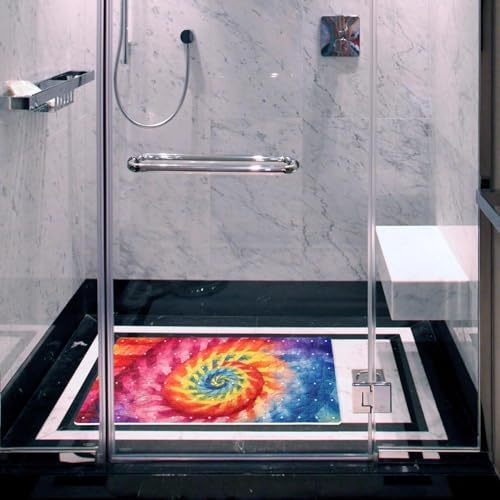Shower Mat Non Slip 26.8 x 15.1 Inches, Tie Dye Bathtub Mat Shower Stall Mats - Image 6