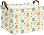 Large Cute Easter Basket for Kid Empty Gift Baby Rectangle Storage Bin Bunny by ASKETAM