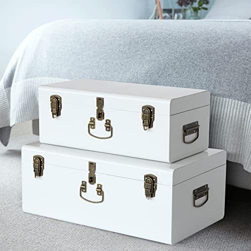 Vixdonos Decorative Metal Box Storage Trunks Set of 2 College Dorm Chest - Image 7