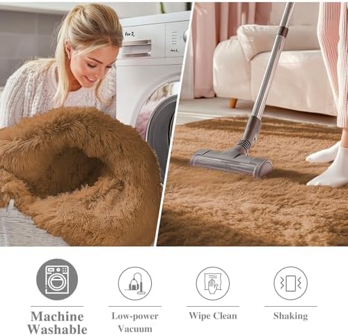 OLANLY Khaki Round Rugs for Bedroom - Image 2