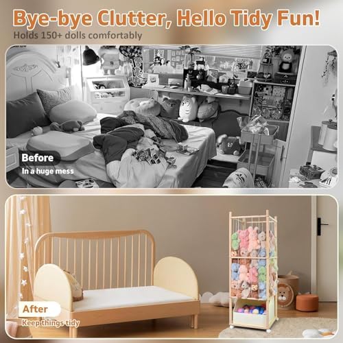 Stuffed Animal Storage with Tiny Toys Tray, Wood Stuffed Animal Zoo Storage - Image 7
